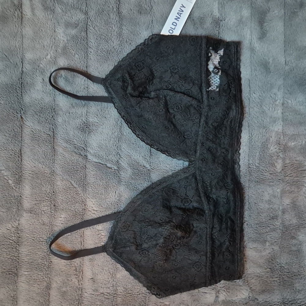 Black Floral Lace Bralette Size Large From Old Navy, New With Tags
